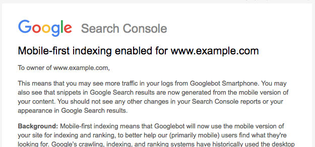 google mobile first indexing